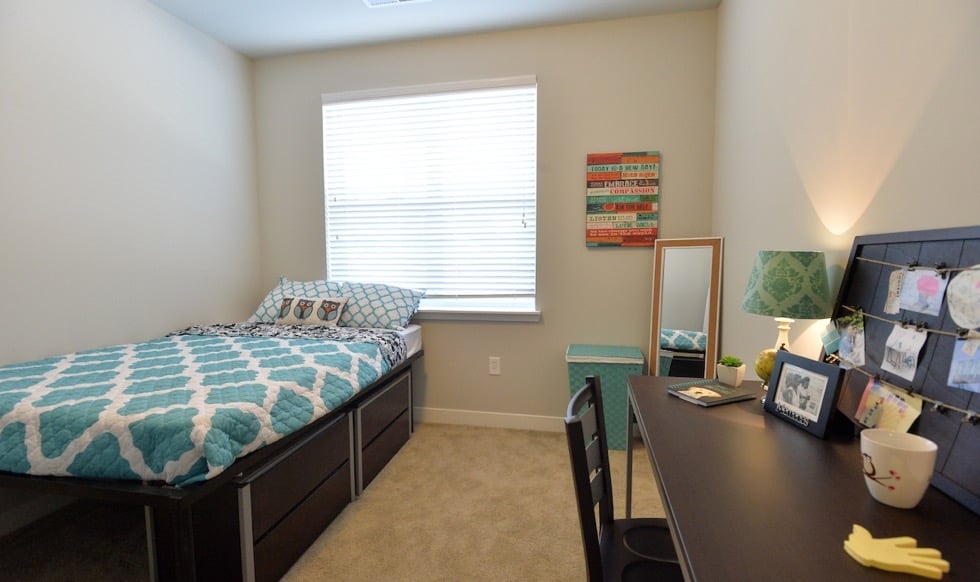 Update photos of Greyhound Village construction progress on July 20, 2016. No furniture staging until next week, although the fitness equipment was installed today. Courtyards still need lots of work. (Photo: D. Todd Moore, University of Indianapolis)